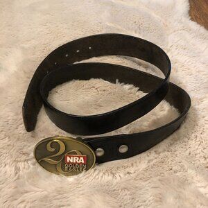 NRA Golden Eagles 20th Anniversary Belt Buckle Brown Belt" Red Logo‎ Brass